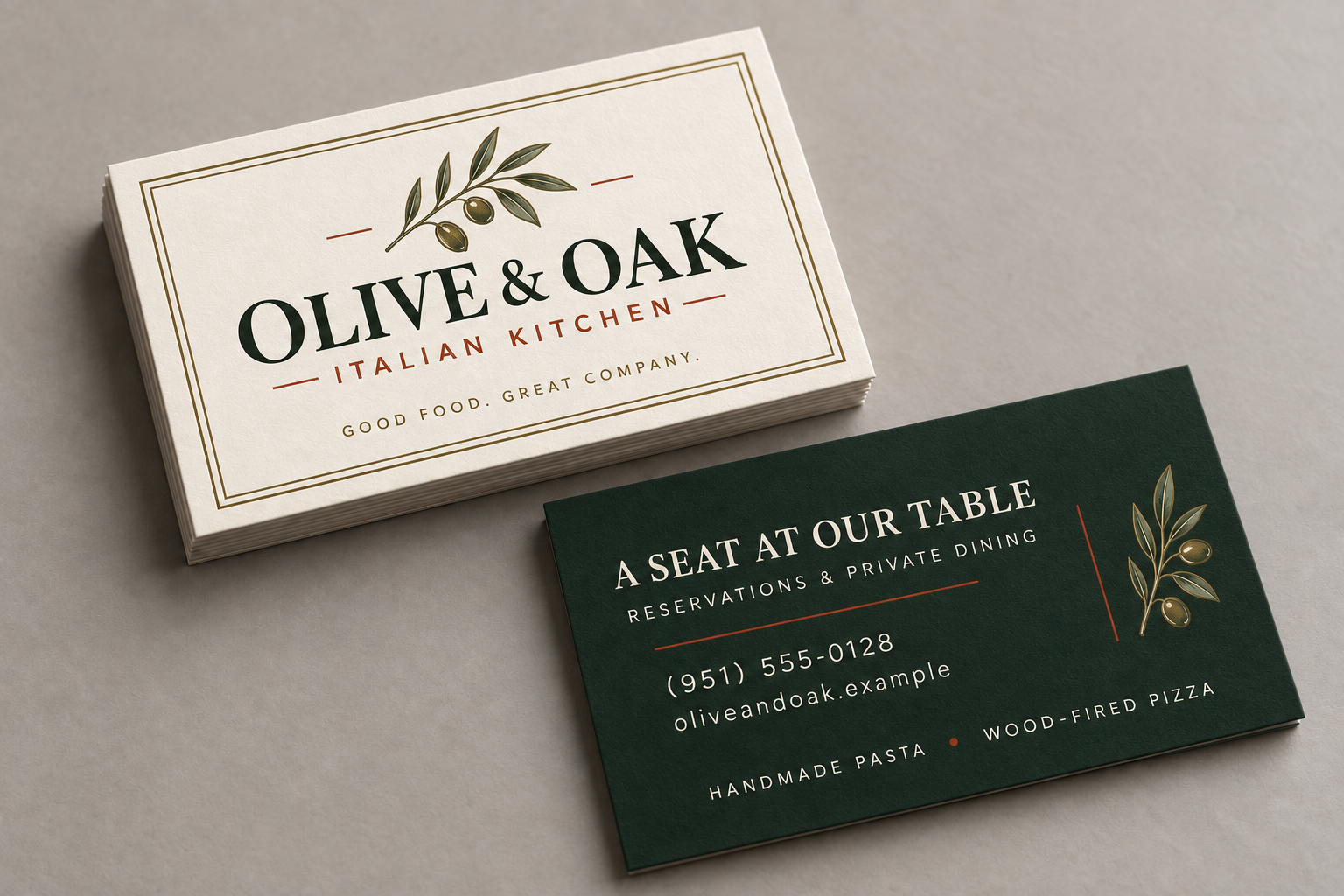 Restaurant business card design sample