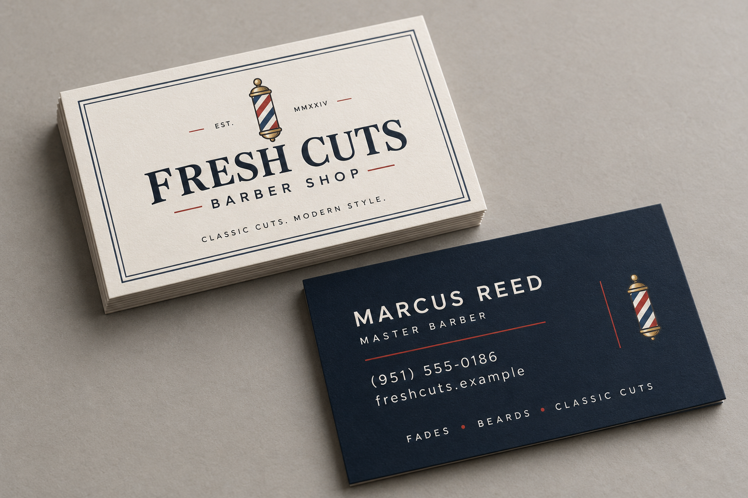 Barber shop business card design sample